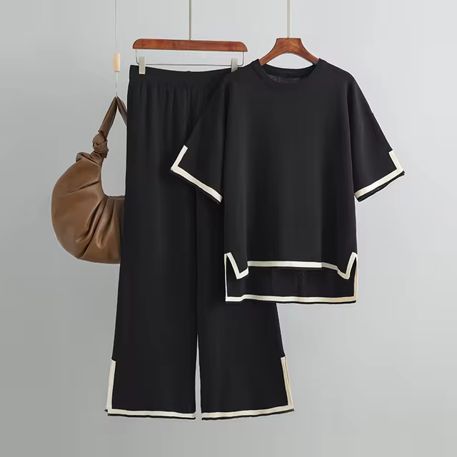 WW | Elegant Ice Silk Short-Sleeved Two-Piece Set