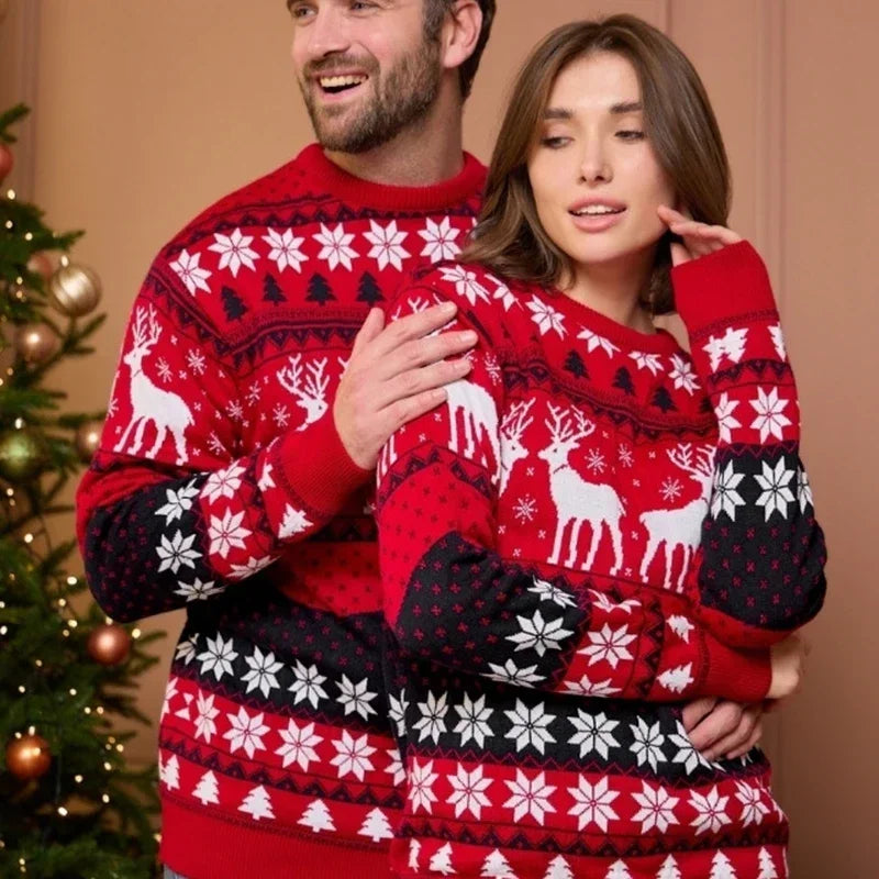 WW | WeihnachtsSweater Baumwollmischung mit festlichem Druck - Unisex Wintersweater