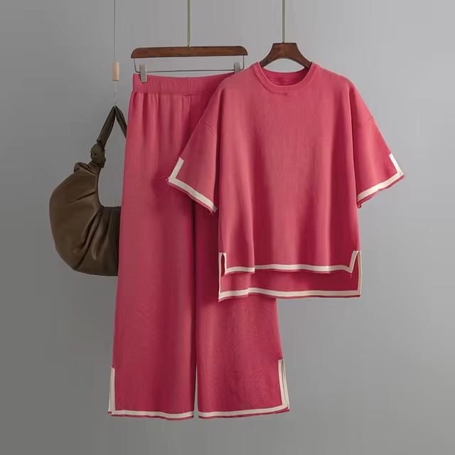 WW | Elegant Ice Silk Short-Sleeved Two-Piece Set