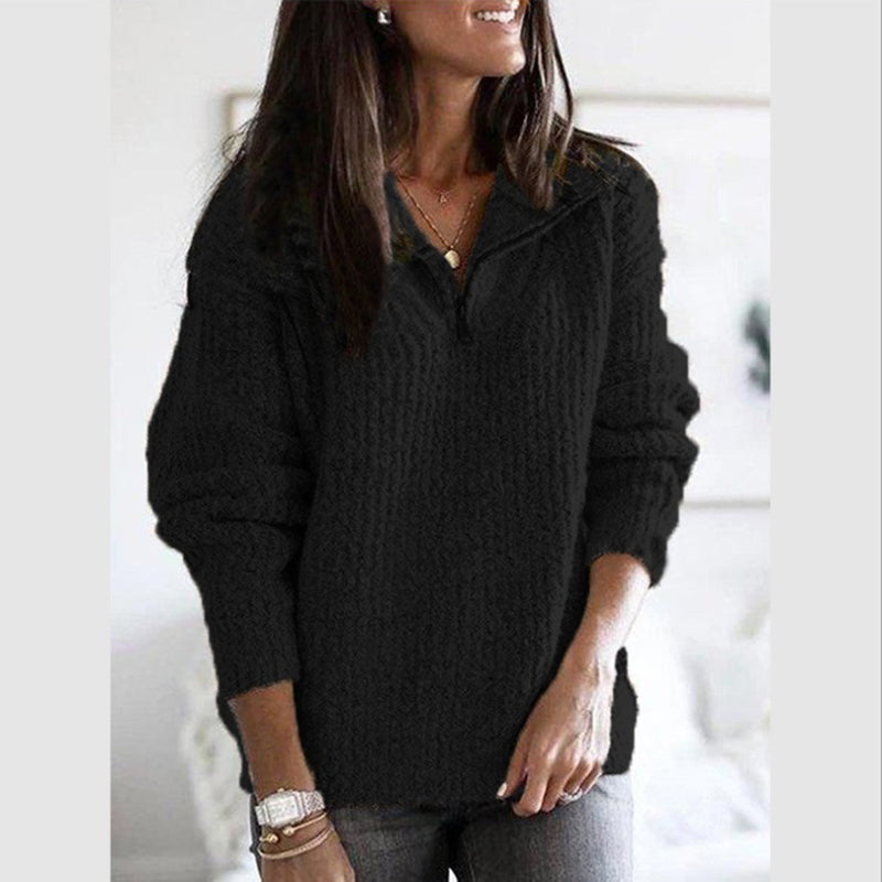 WW | Pullover aus gewaschenem Wolle mit Reißverschluss