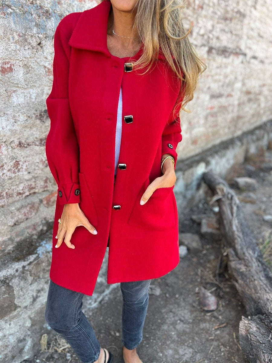 WW | Long Coat Tailored Fit Luxurious Fabric Large Buttons