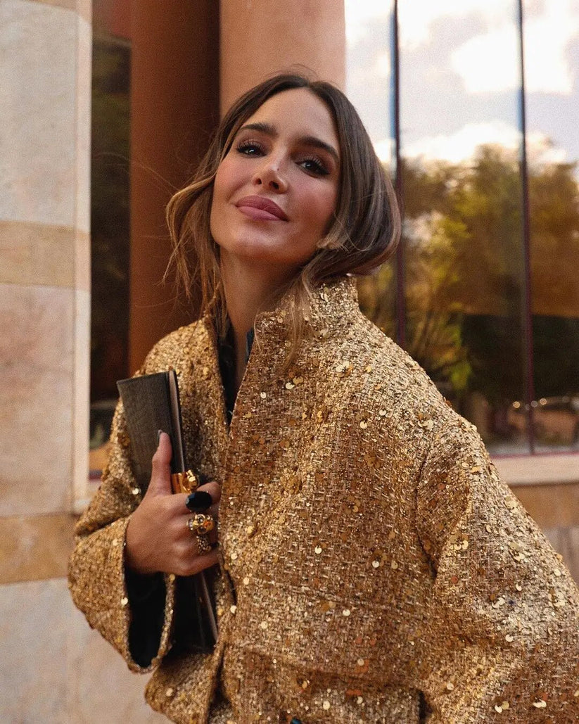 WW | Bouclé-Jacke mit Pailletten & Oversized Fit - Modischer Blazer-Style für besondere Outfits