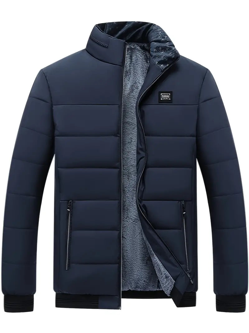 WW | fashionable men's jacket with stand-up collar - thick and warm winter coat with velvet lining