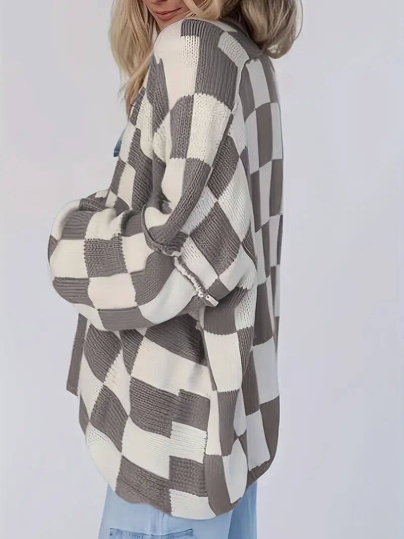 WW | Checked knit cardigan