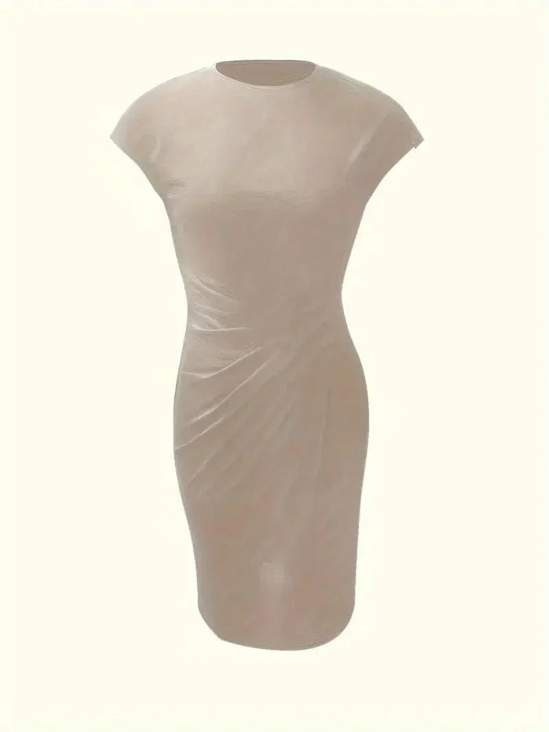 WW | Stilvolles Schmales Kleid Mit Rundhalsausschnitt