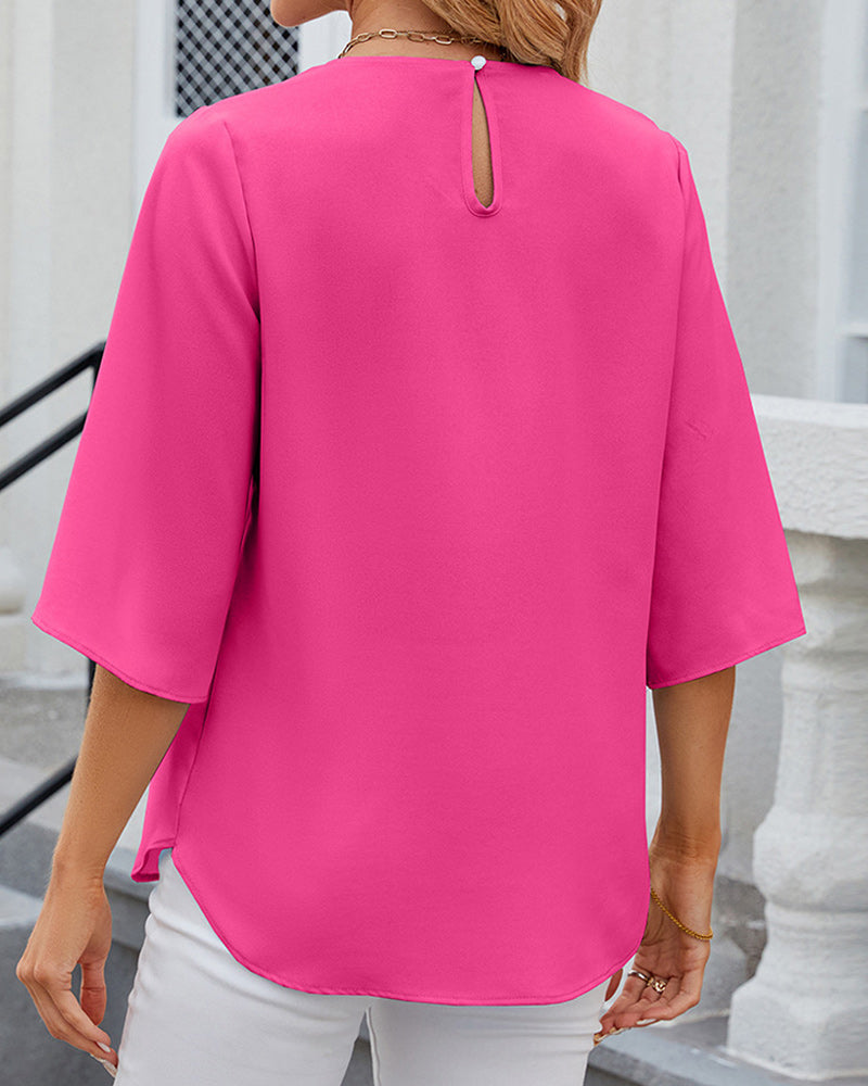 WW | Colored Blouse with Half-Length Sleeves