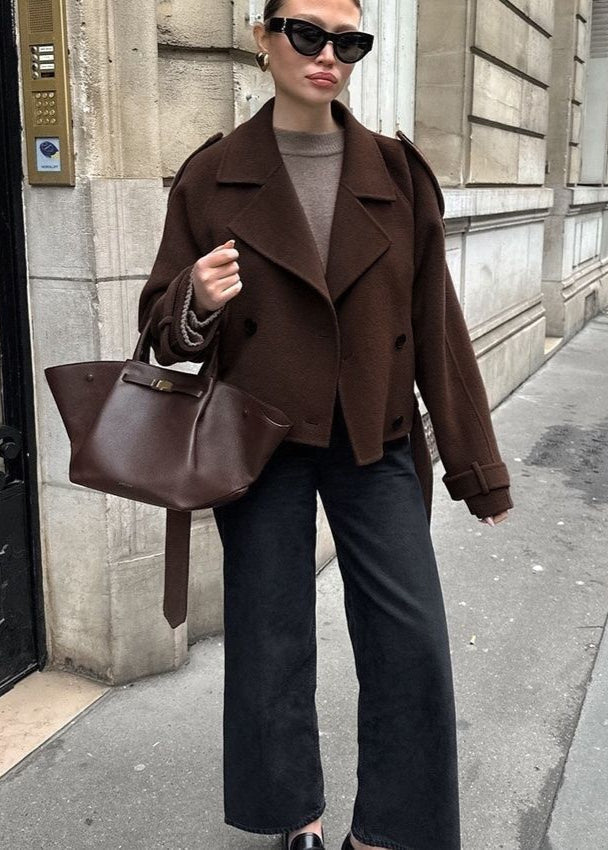 WW | Cropped Wool Blend Belted Trench Coat