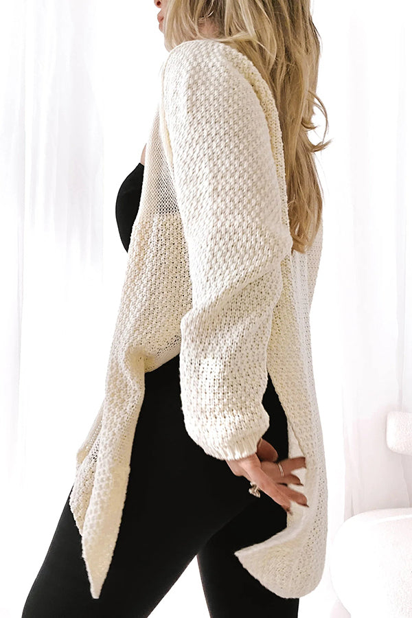 WW | Cozy knitted mid-length cardigan with long sleeves