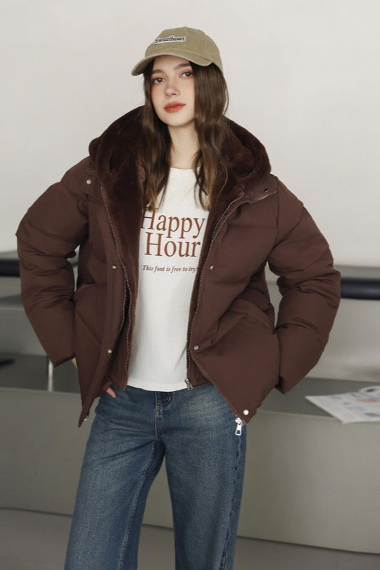 WW | Faux Fur Cropped Puffer Jacket