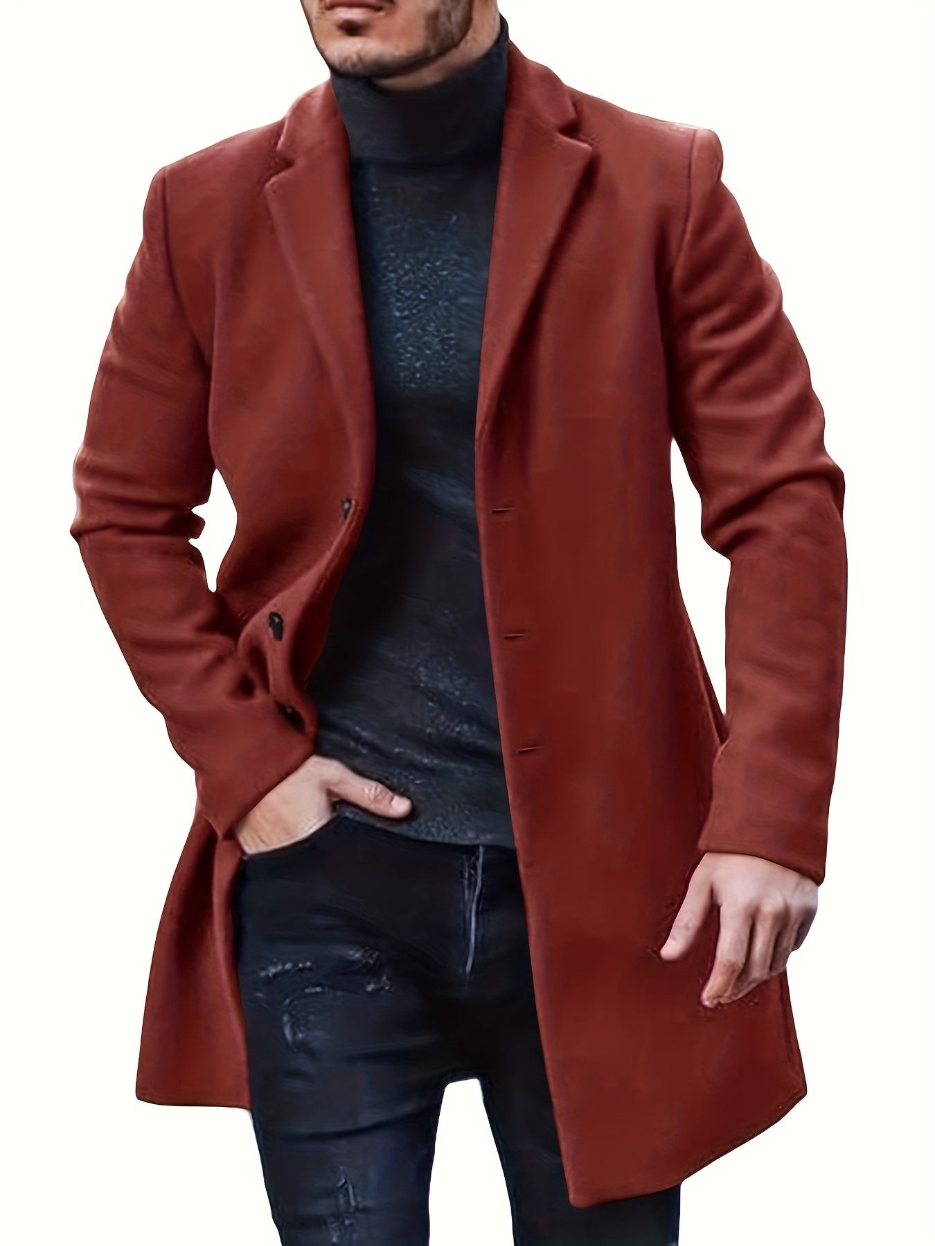 WW | Elegante mittellange Winterjacke mit einfacher Knopfverschluss für Männer - Ideal für den Winter