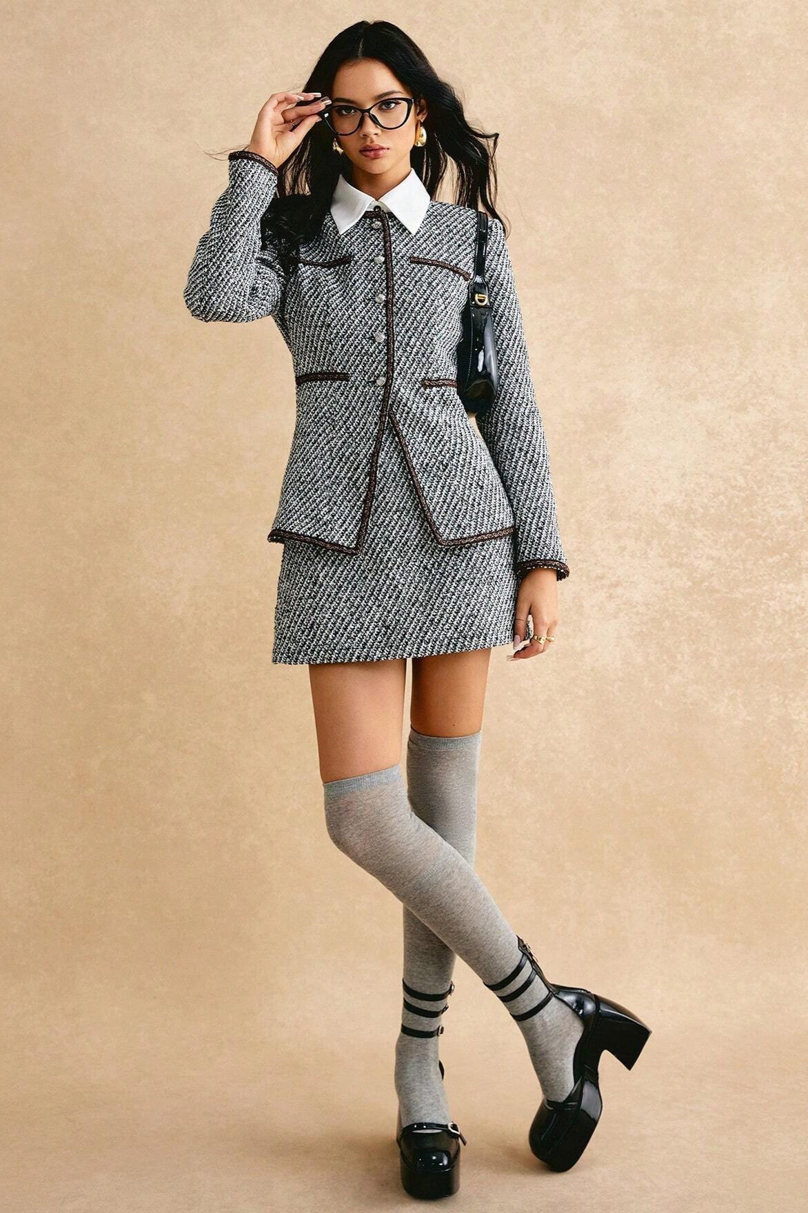 WW | Tweed Reversjacke & Rock Zweiteiliges Set
