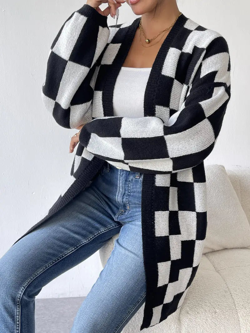 WW | Checked knit cardigan