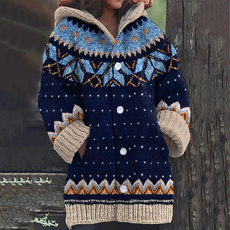 WW | Warm knit cardigan with print