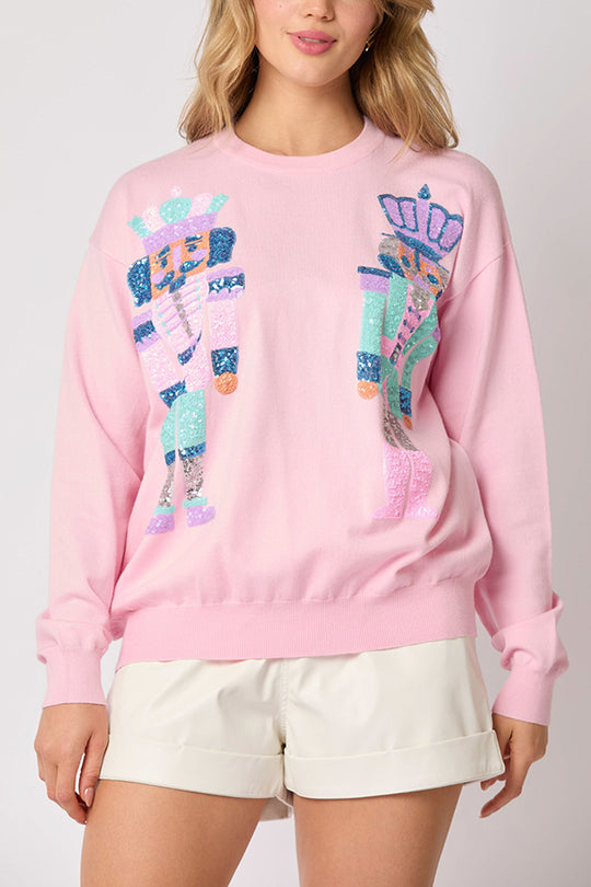 WW | Weihnachtssoldat Pailletten Mode Lässiger Sweatshirt
