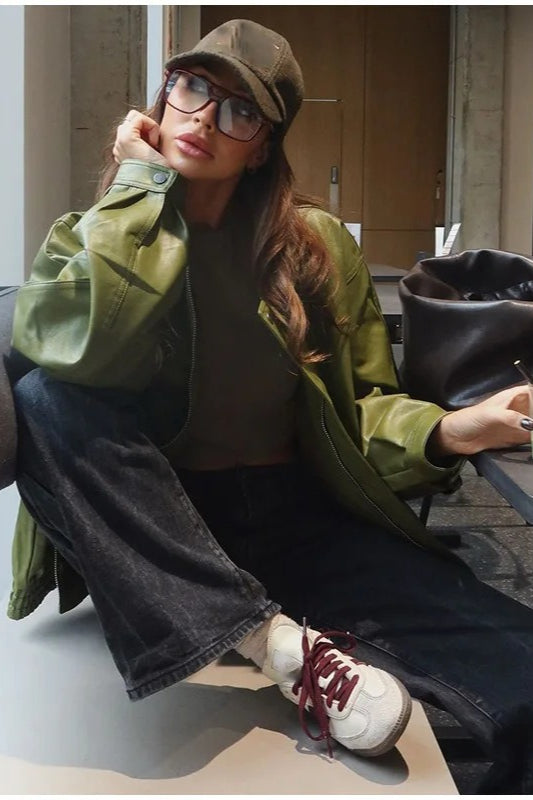 WW | Grüne Kunstlederjacke