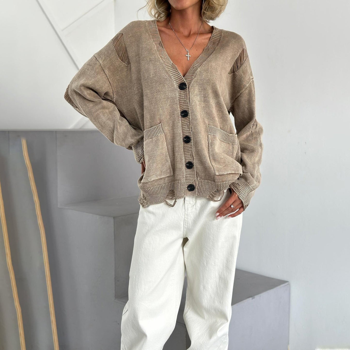 WW | Washed Knit Cardigan for Women