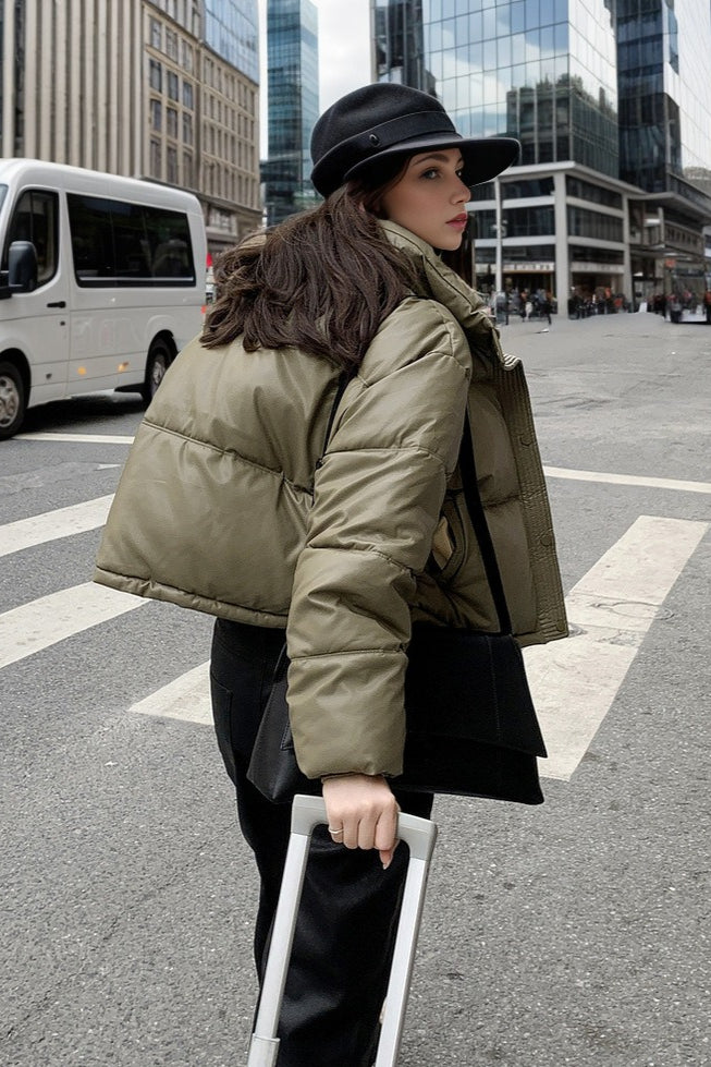 WW | Faux Leather Insulated Puffer Jacket