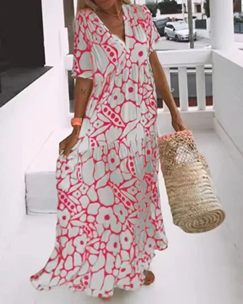 Summer New Short-Sleeved Print Dress