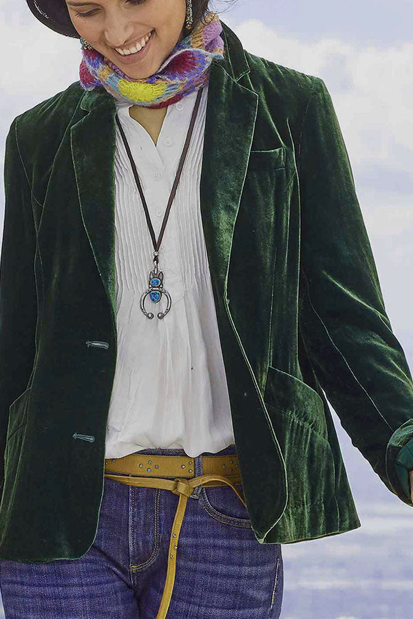 WW | Velvet plain fashionable casual suit jacket