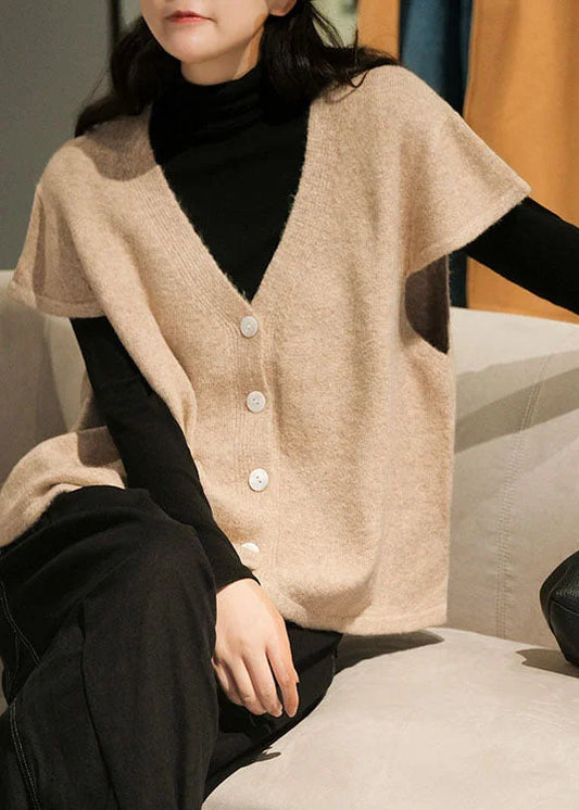WW | Beige Knopf-Weste V-Ausschnitt