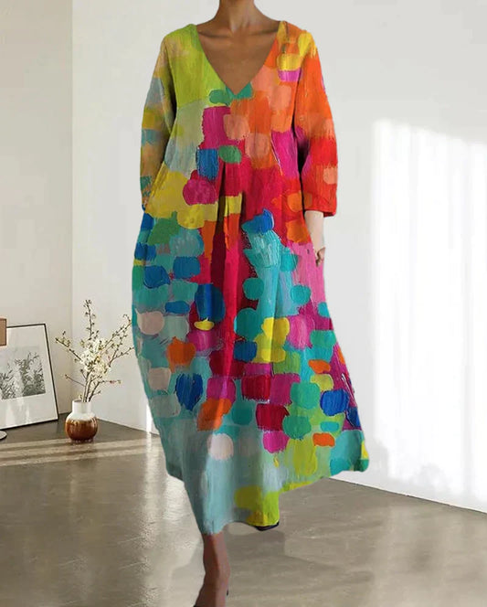 WW | Colorful Printed V-Neck Dress
