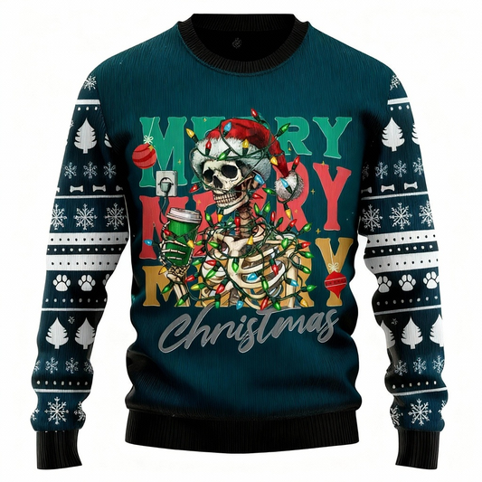WW | Colorful Skull Print - Vintage Christmas Icon Ugly Sweater