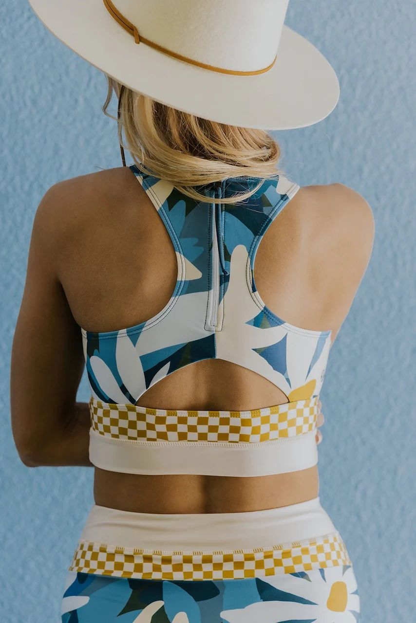 WW | Gestreiftes Reißverschluss-Rücken Schick Bikini Set