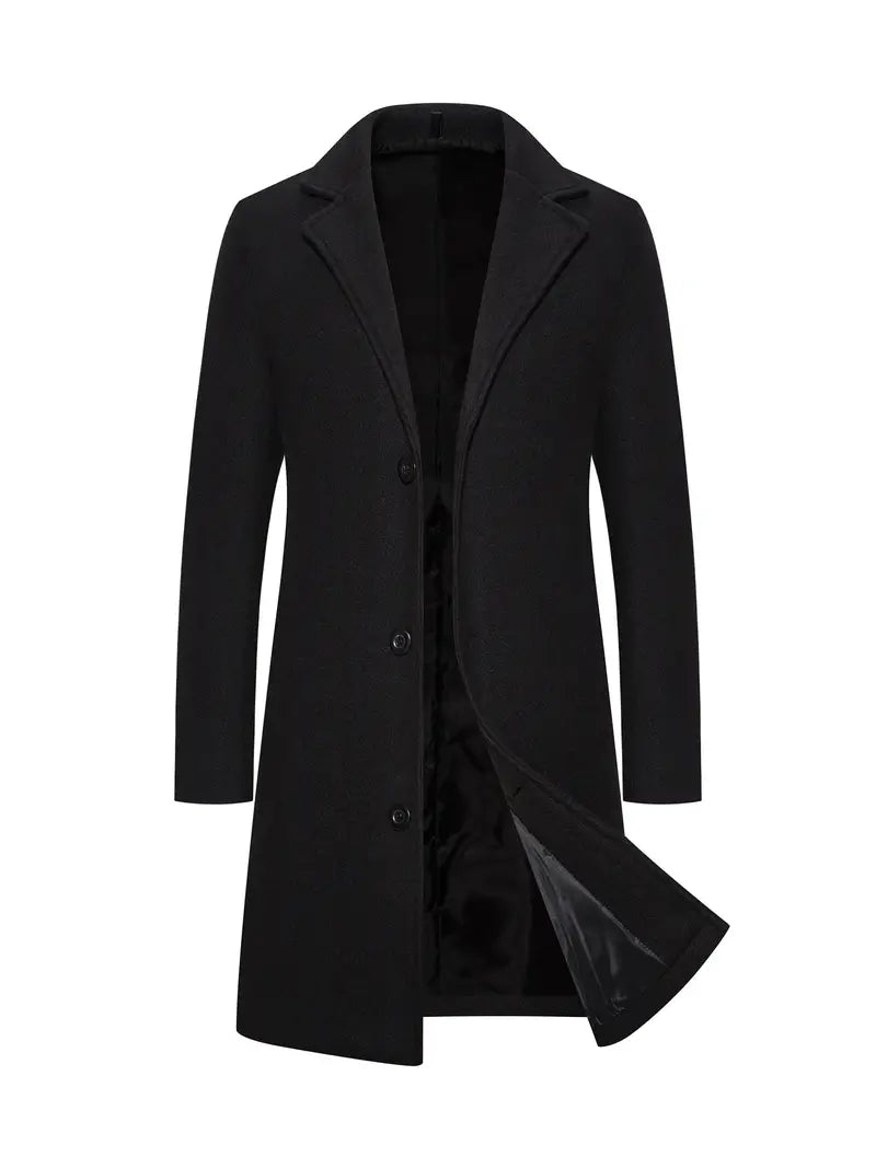WW | Long Wool Coat with Buttons for Men - Perfect for Formal Occasions