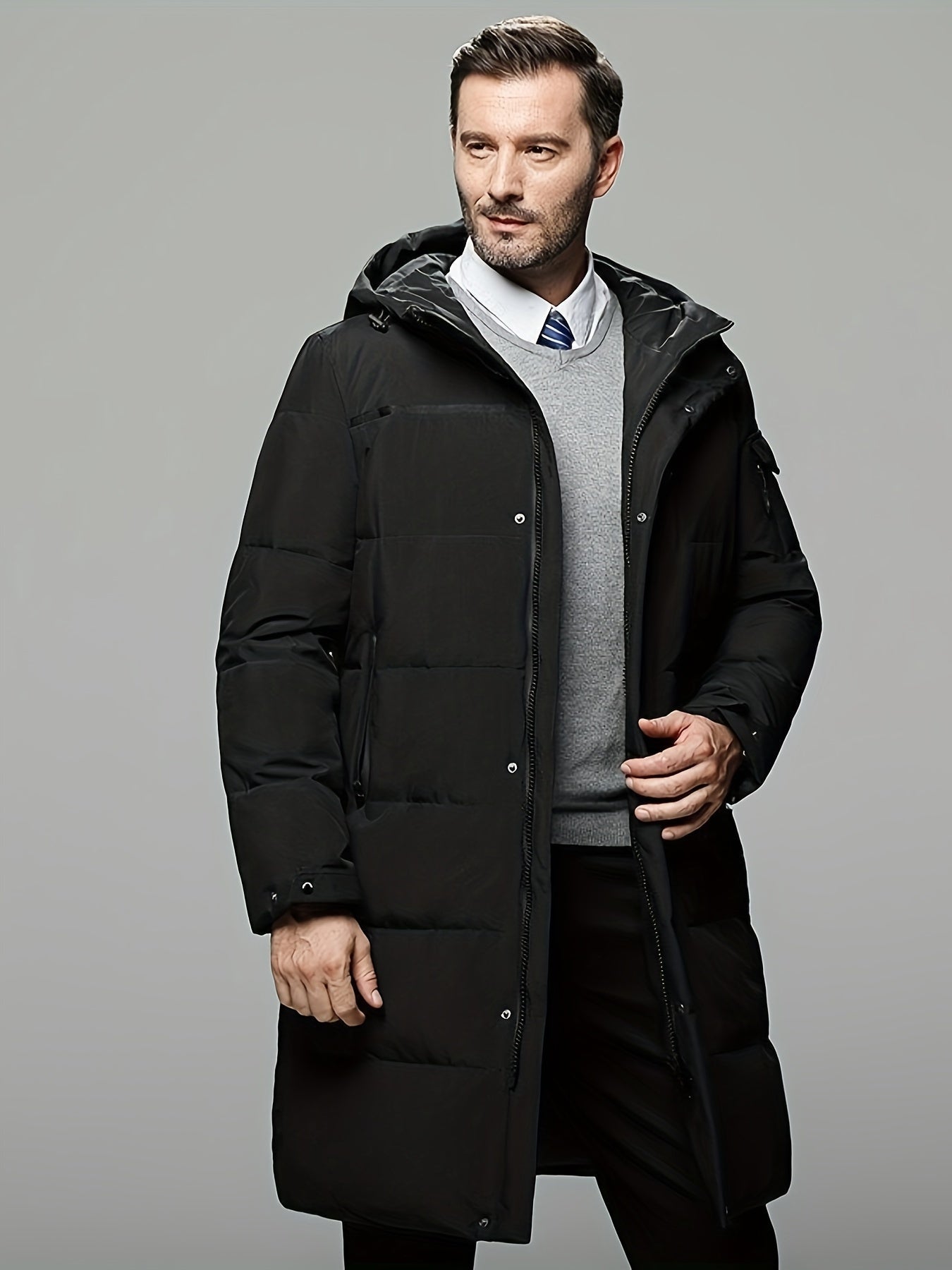 WW | Men's Black Non-Stretch Zip Fly Pocket Winter Jacket - Ideal for Winter