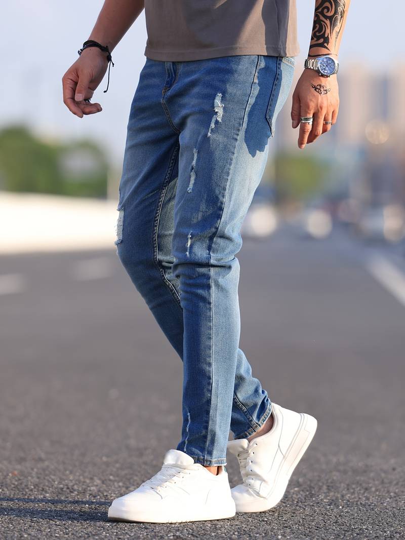 WW | Skinny Fit Jeans with Rips - Stretch Denim Pants for Everyday & Streetwear Style