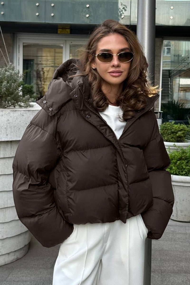 WW | Passform Gekürzte Kapuzenpuffjacke