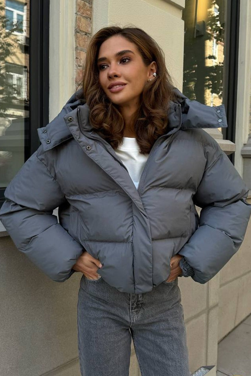 WW | Passform Gekürzte Kapuzenpuffjacke