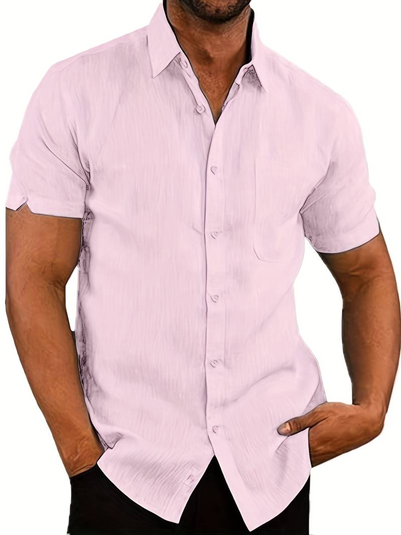 WW | Men's Classic Casual Button-Down Short Sleeve Shirt
