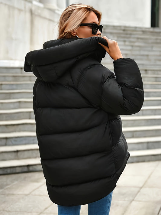 WW | Kurze Kapuzen Pufferjacke mit Hohem Kragen und Gestepptem Design