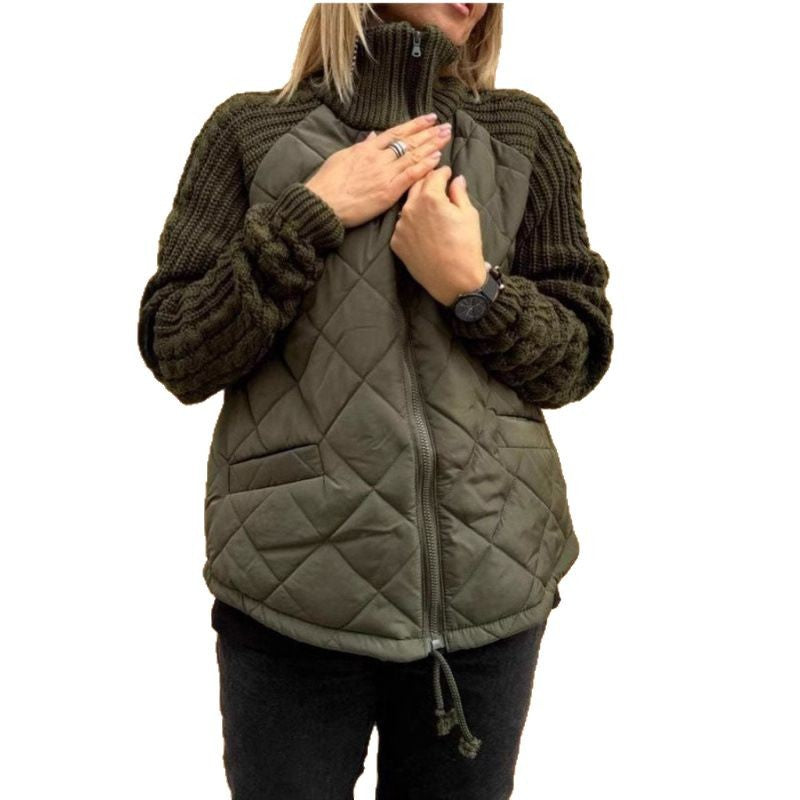 WW | Cozy quilted jacket with knit sleeves for women