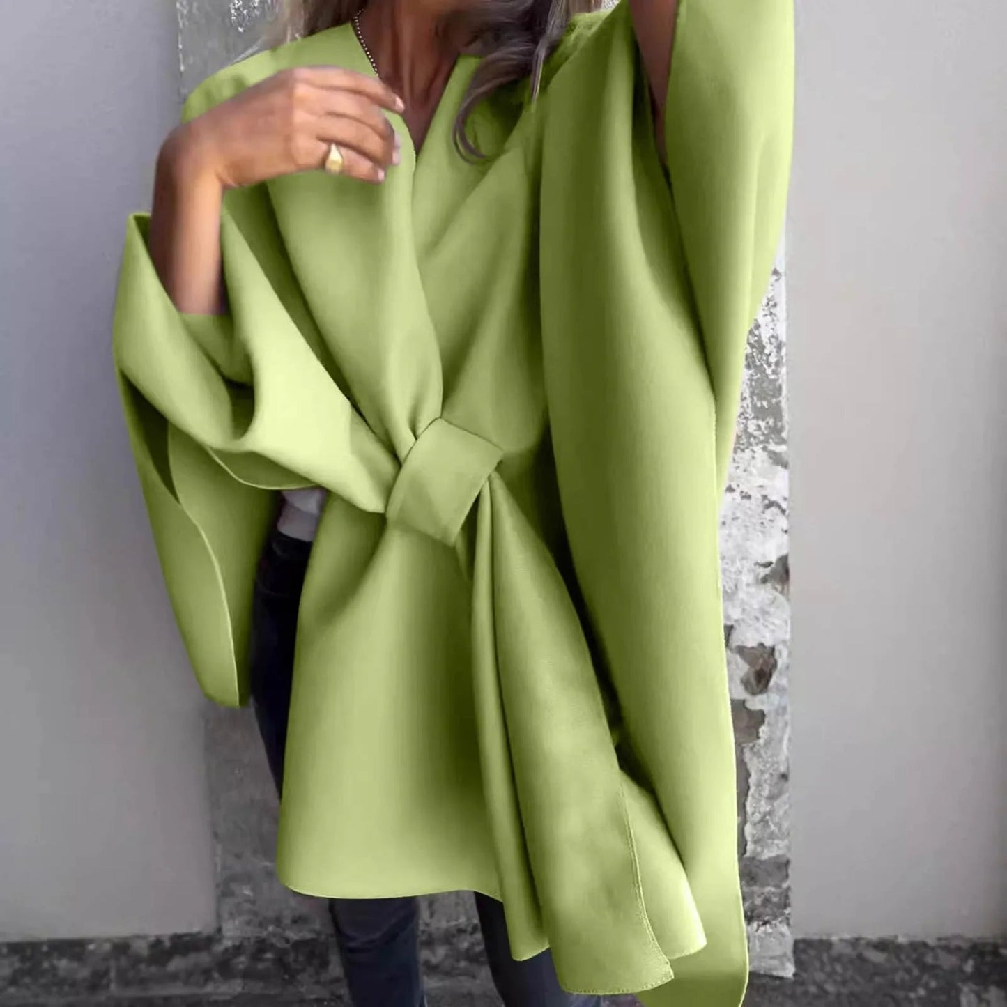 WW | Cosy knitted long cardigan with batwing sleeves