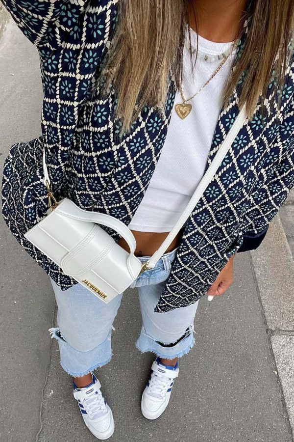 WW | Print Loose lightweight cotton jacket