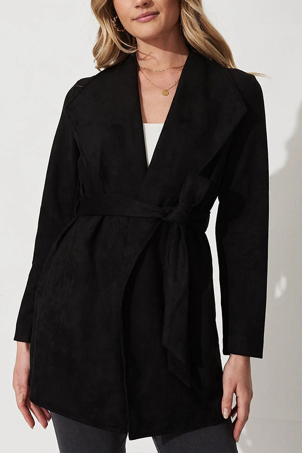 WW | Farbe Anzug Strickjacke großer Revers Wildleder langärmlige Jacke