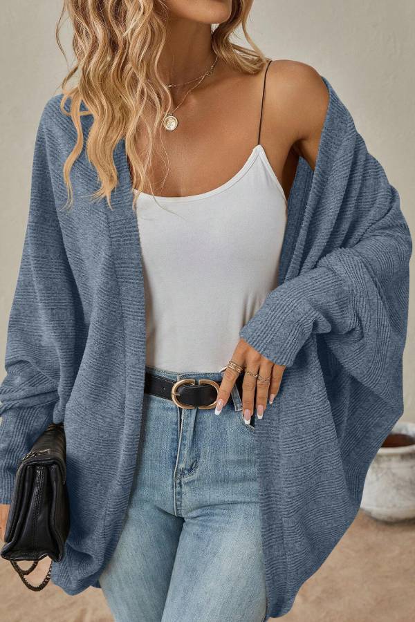 WW | Bat Ärmel Cardigan Lockere Gestrickte Jacke