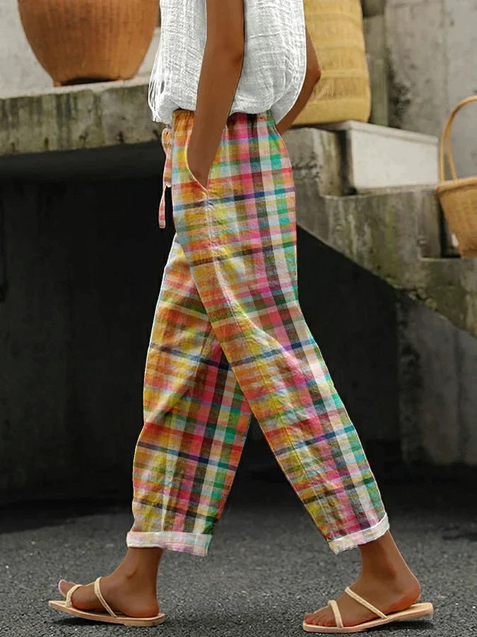 Anni™ | Plaid Trousers with Tie Belt