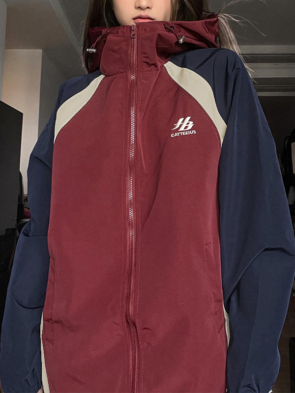 WW | Rote und Blaue Outdoor Block Splice Jacke