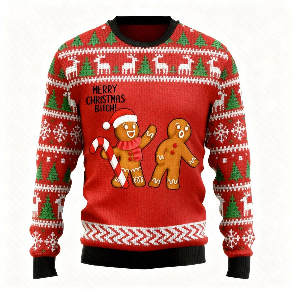 WW | Sweet Pattern Print Ugly Christmas Sweater Gift - Best Funny Holiday Present
