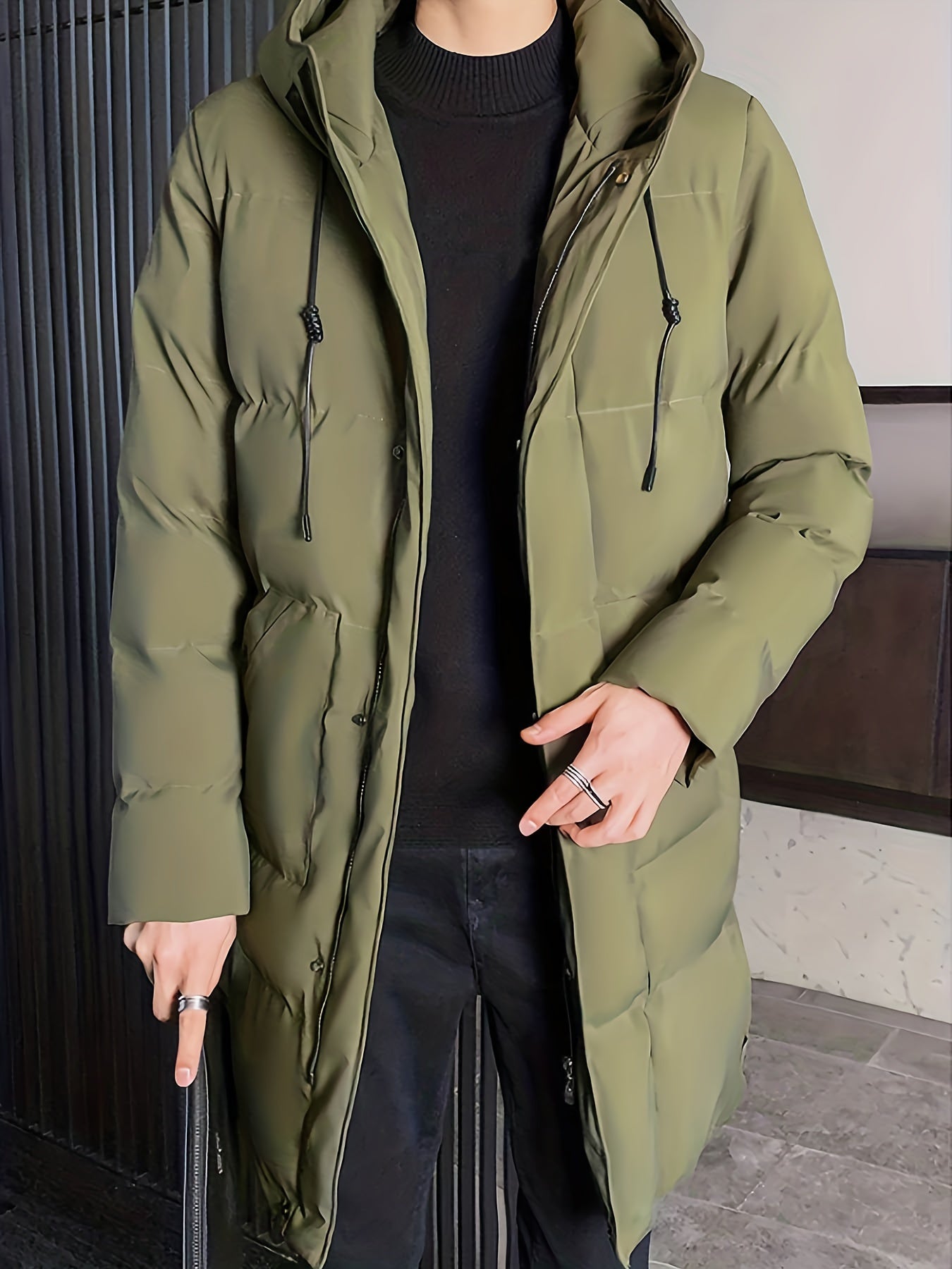 WW | Mid-Length Hooded Overcoat Winter Jacket For Men - Perfect For Outdoor Activities