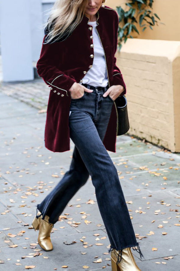 WW | Velvet Patchwork Multi-Button Women's Jacket