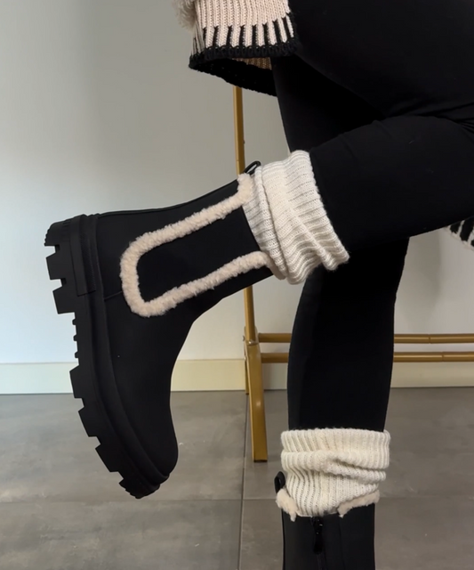 WW | Schicke schwarze Leder-Stiefeletten