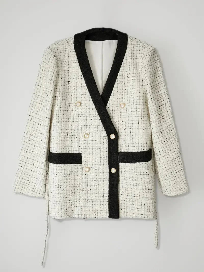 WW | Gürtel Blazer - Kontrastdesign - Vintage-inspirierte Eleganz