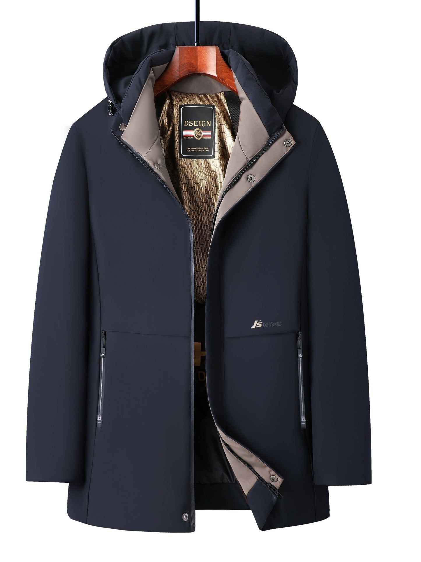 WW | Herren Steppwintermantel mit Kapuze - Warme Jacke mit Reißverschluss und Taschen