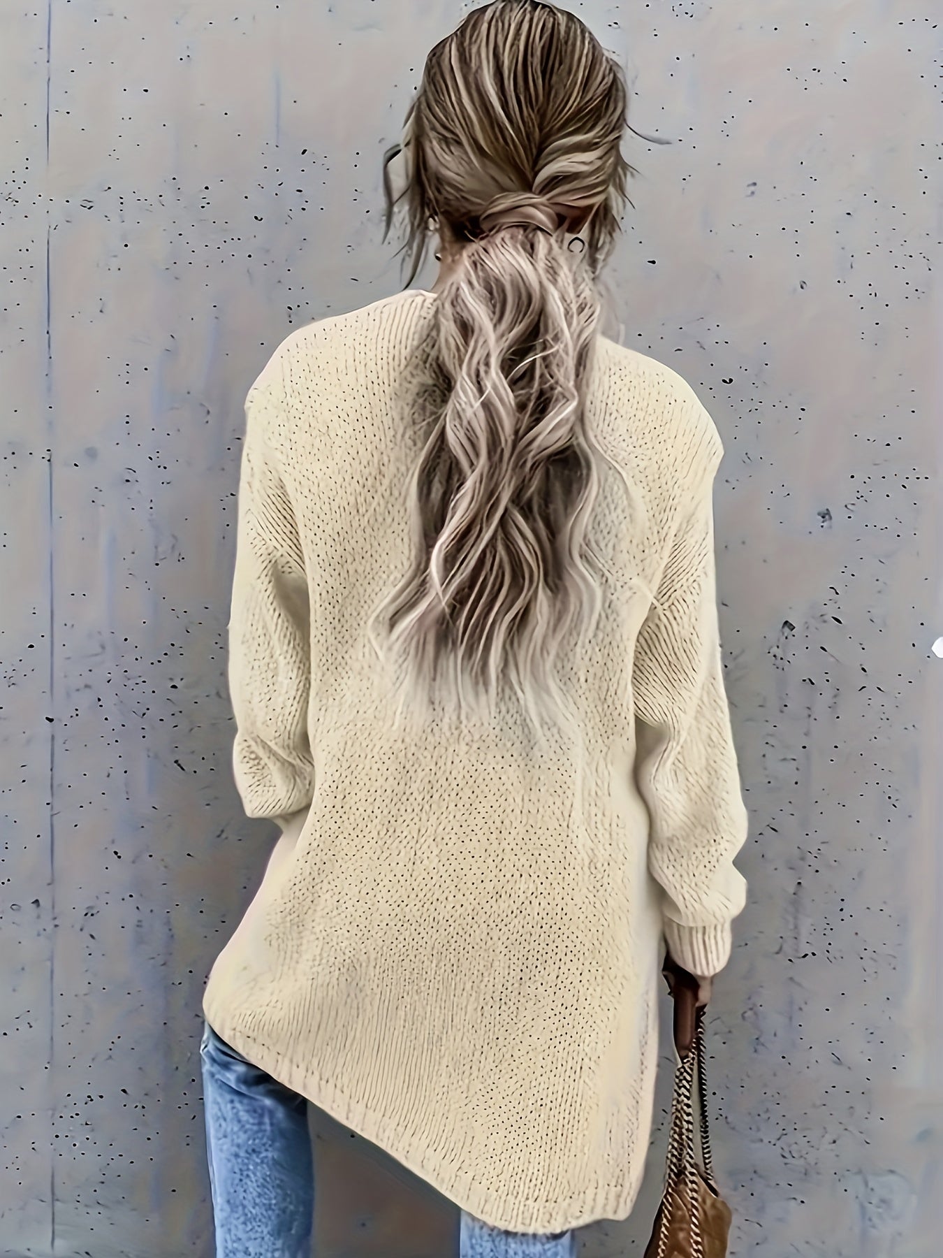WW | Langarm Gestrickte Strickjacke Für Damen - Perfekt für Alltagstragen