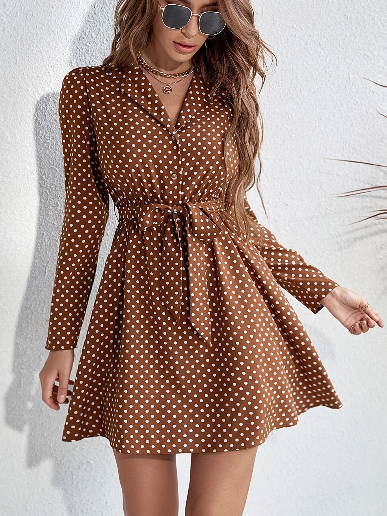 Maribel Polka Dot Dress with Belt