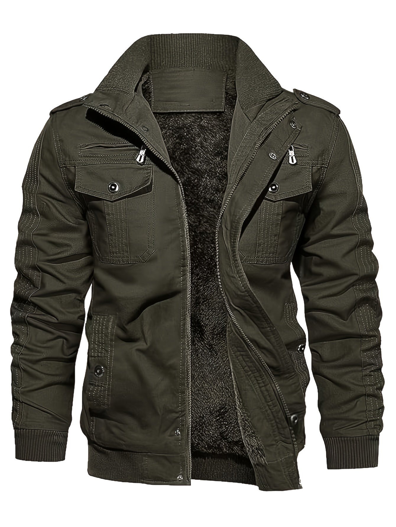 WW | Casual Langarm mit Reißverschluss Retro Stehkragen Winterjacke für Männer - Perfekt für die Freizeit